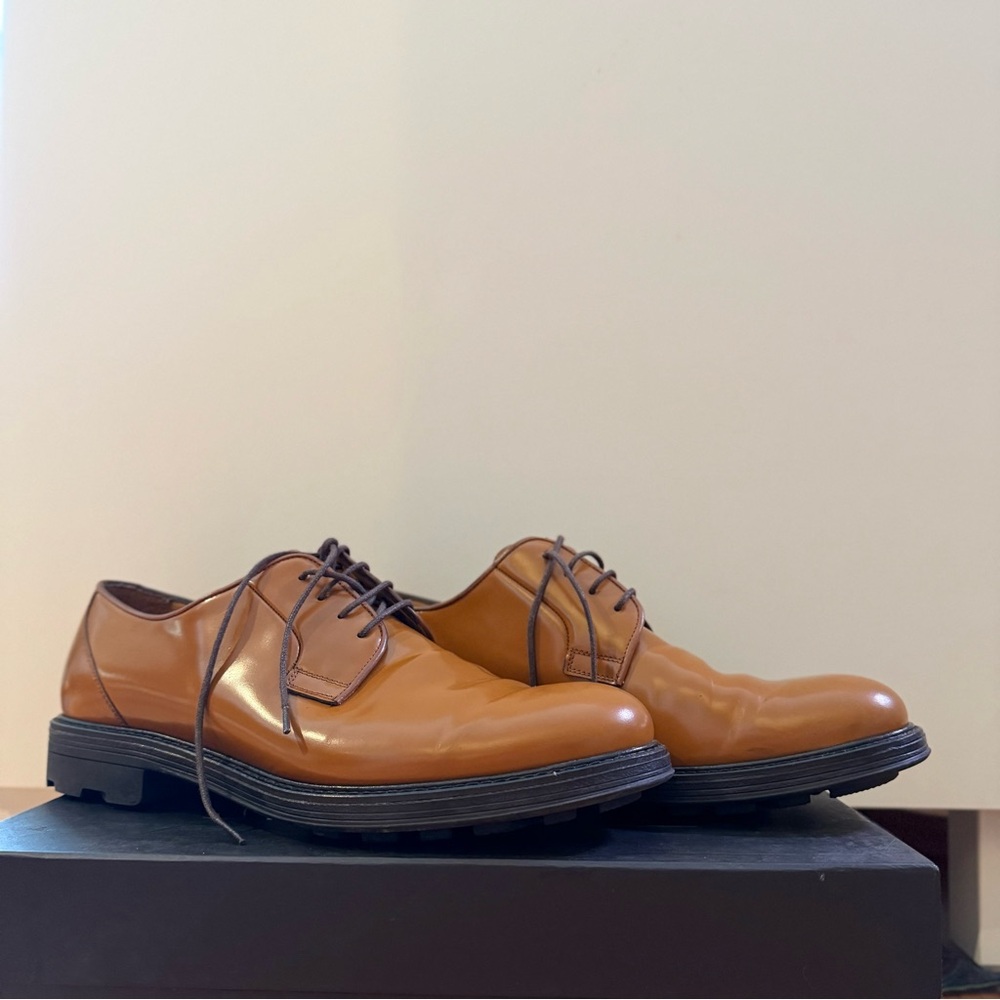 Sydney's High Gloss Leather Derby Shoes Tobacco EU 41